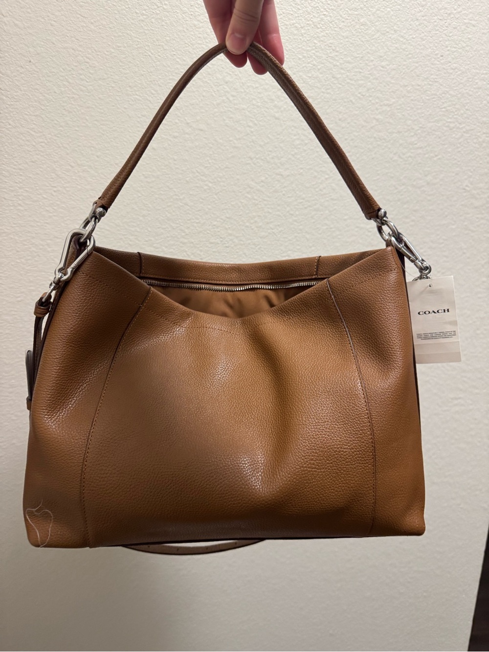 Coach Tan Pebbled Leather Shoulder Bag - Picture 4 of 10